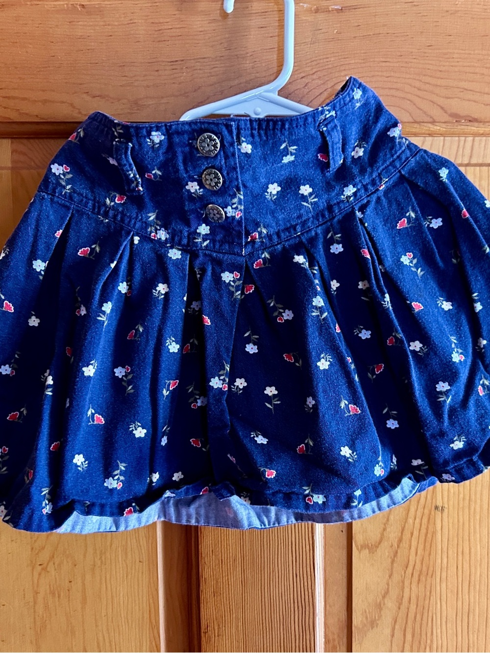 Vintage Girls Navy Floral Denim Skort